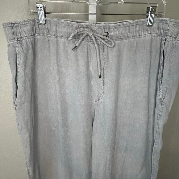 James Perse gray 100% linen pull on high rise elastic waist pants size 4 US XL - Picture 2 of 8